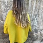 Fashionable Patchwork Round Neck Bell Sleeve Loose Jacket