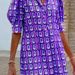 Fashion casual plaid print half-sleeved shirt dress