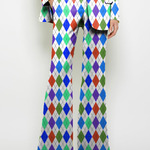 Loose Wide Leg Pockets Printed Pants Suit Pants Trousers
