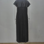A-Line High Waisted Pleated Pockets Solid Color Split-Joint Round-Neck Maxi Dresses