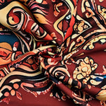Long Sleeves Loose Contrast Color Printed Mock Neck Midi Dresses