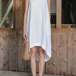 High-Low Loose Solid Color Round-Neck Midi Dresses