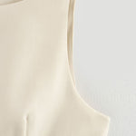 A-Line Loose Pleated Solid Color Split-Joint Zipper Round-Neck Mini Dresses