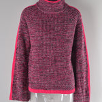 Casual Long Sleeves Loose Contrast Color Half Turtleneck Sweater Tops