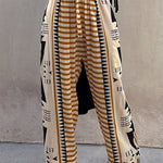 Casual Geometric Print Patchwork Loose Mid Waist Harlan Patchwork Bottoms