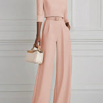 High Waisted Straight Leg Pleated Solid Color Split-Joint Pants Trousers