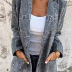 Stylish Retro Houndstooth Lapel Casual Blazer