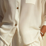 Quiet Luxury Relaxed Ivory Textured Button-Up Blouse