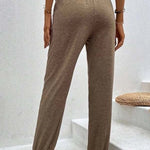 Temperament casual loose pocket high waist trousers