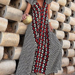 Fresh Breeze Ethnic Unique Print Ruffle Sleeve A-line Maxi Dress