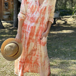 tie-dye long-sleeve v-neck dress