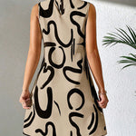 A-line Sleeveless Contrast Color Printed Mini Dresses