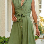 Casual Solid Frenulum Turndown Collar Vest Dress Dresses