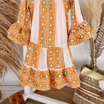 Friendly Shores Linen Blend Ethnic Print Off Shoulder Loose Mini Dress