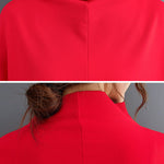 Casual Loose Split-Joint High-Neck Long Batwing Sleeves T-Shirt