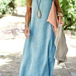 Solid Color Fashion Slim Long Dress