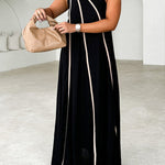 A-Line Loose Split-Joint Round-Neck Maxi Dresses