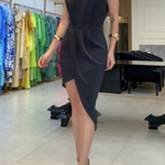 Elegant Asymmetric Pleated Mini Dress