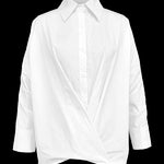 Batwing Sleeves Long Sleeves Buttoned Solid Color Lapel Blouses&Shirts Tops