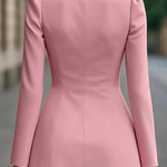 Fashionable Stand Collar Single-Breasted Slim Fit Formal Mini Dress