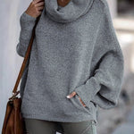 Cowl Neck Batwing Sleeves Loose Sweater