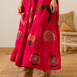 FUCHSIA PINK FLOWERS SHIRT DRESS