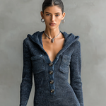 Women's Slim-fit Hooded Knitted Maxi Dress