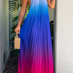 Pink and Purple Halterneck Maxi Dress