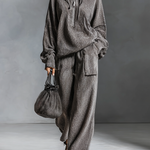 Women's Casual Corduroy Hooded Sweatshirt Straight Pants Set