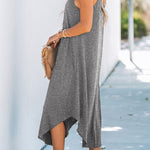 Solid color suspender holiday seaside suspender long dress
