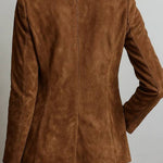 Suede lapel single-breasted suit jacket