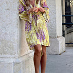 Take Me Away Tie-dye Print Tie Waist Mini Dress