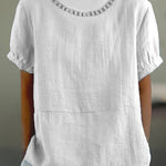 Solid Color Cotton And Linen Top