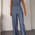 Fashion Crossover Vest & Pants Two-piece Set