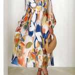 Eclipse Season Printed Long Sleeve Flowy Maxi Dress