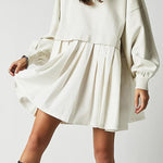 Fake two piece solid color color matching loose pleated dress