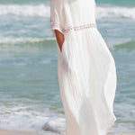 Cotton And Linen Embroidered Loose Dress