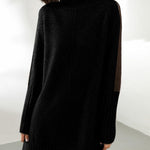 Loose Long Sleeves Contrast Color Half Turtleneck Sweater Dresses