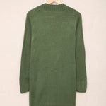 Green Front Pocket and Buttons Closure Cardigan