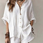 Women'S Casual Shirt And Shorts Set