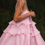 A-Line High Waisted Backless Layered Pleated Solid Color Spaghetti-Neck Mini Dresses