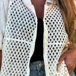 Hooded Patchwork Crochet Knit Openwork Jacket