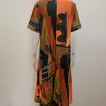 A-Line Loose Printed Round-Neck Midi Dresses