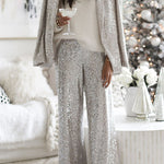 Special Treat Sequin Lapel Party Loose Blazer