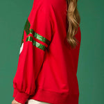 Christmas Sequined Crewneck Casual Sweatshirt