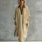 Loose And Casual Striped Matte Satin Maxi Dress