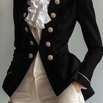 Long Sleeves Skinny Buttoned Solid Color Split-Joint Stand Collar Blazer Outerwear