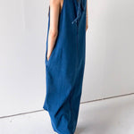 A-Line Loose Pockets Solid Color Tied Round-Neck Maxi Dresses