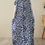 Batwing Sleeves Loose Floral Printed V-Neck Maxi Dresses