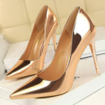 Pointed-Toe Shallow Cut Solid Color Pumps Scarpin Salto